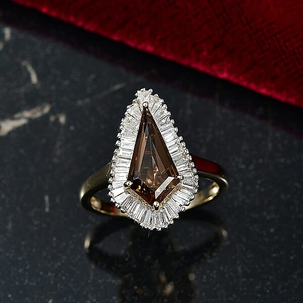 Shop Lc AAA Golden Turkizite Lab Grown Diamond Ring In 10K Yellow Gold 2.65 Ctw