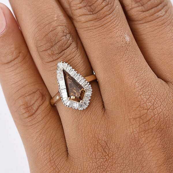 Shop Lc AAA Golden Turkizite Lab Grown Diamond Ring In 10K Yellow Gold 2.65 Ctw