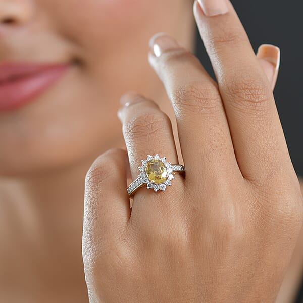 Shop Lc AAA Golden Zircon And Luxuriant Lab Grown Diamond G-H SI 3.53 Ctw Ring In 10K Yellow Gold