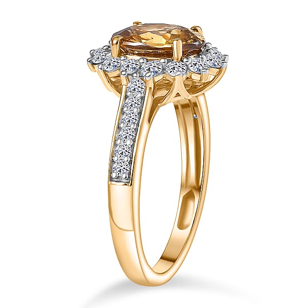 Shop Lc AAA Golden Zircon And Luxuriant Lab Grown Diamond G-H SI 3.53 Ctw Ring In 10K Yellow Gold