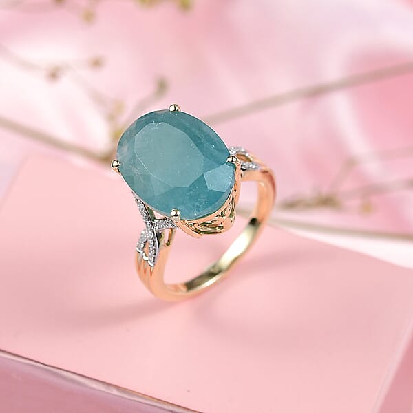 Shop Lc AAA Grandidierite Lab Grown Diamond Art Deco Ring In 10K Yellow Gold 10.65 Ctw