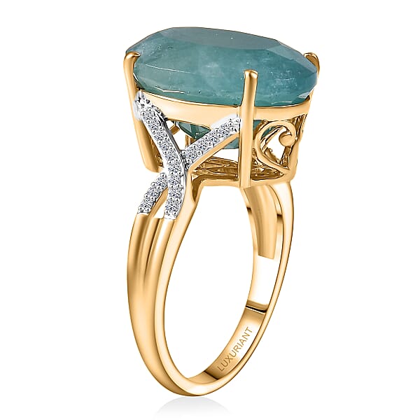 Shop Lc AAA Grandidierite Lab Grown Diamond Art Deco Ring In 10K Yellow Gold 10.65 Ctw