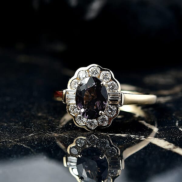 Shop Lc AAA Lavender Spinel And G-H SI Luxuriant Lab Grown Diamond 2.00 Ctw Ring In 10K Yellow Gold