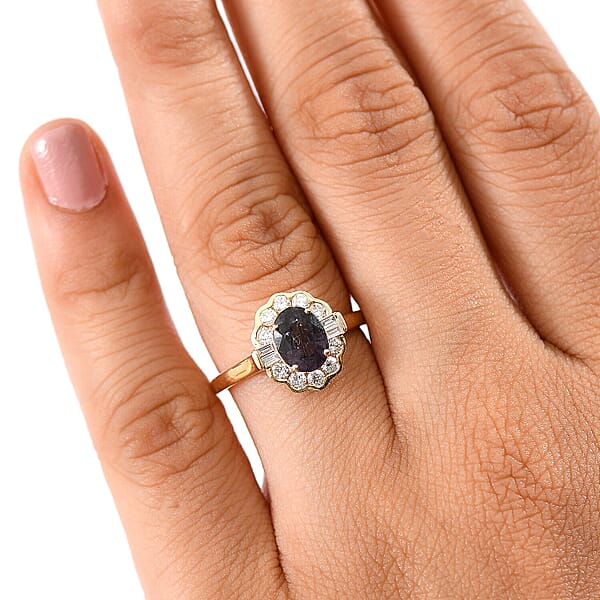 Shop Lc AAA Lavender Spinel And G-H SI Luxuriant Lab Grown Diamond 2.00 Ctw Ring In 10K Yellow Gold