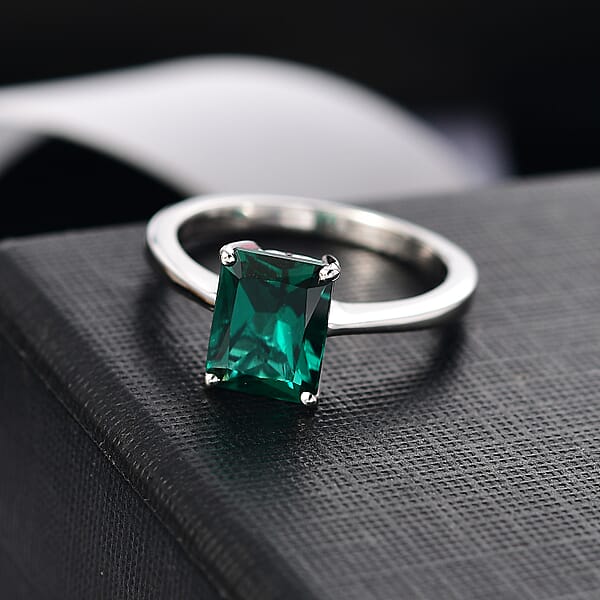 Shop Lc AAA Luxuriant Lab Grown Emerald 2.17 Ctw Solitaire Ring In 10K White Gold
