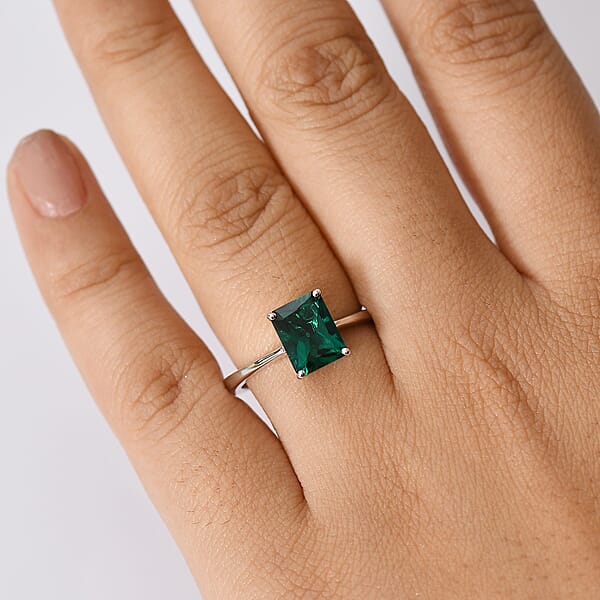 Shop Lc AAA Luxuriant Lab Grown Emerald 2.17 Ctw Solitaire Ring In 10K White Gold