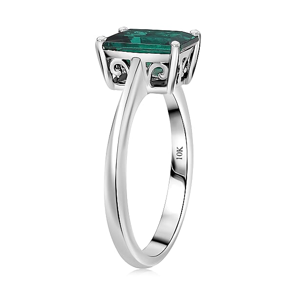 Shop Lc AAA Luxuriant Lab Grown Emerald 2.17 Ctw Solitaire Ring In 10K White Gold