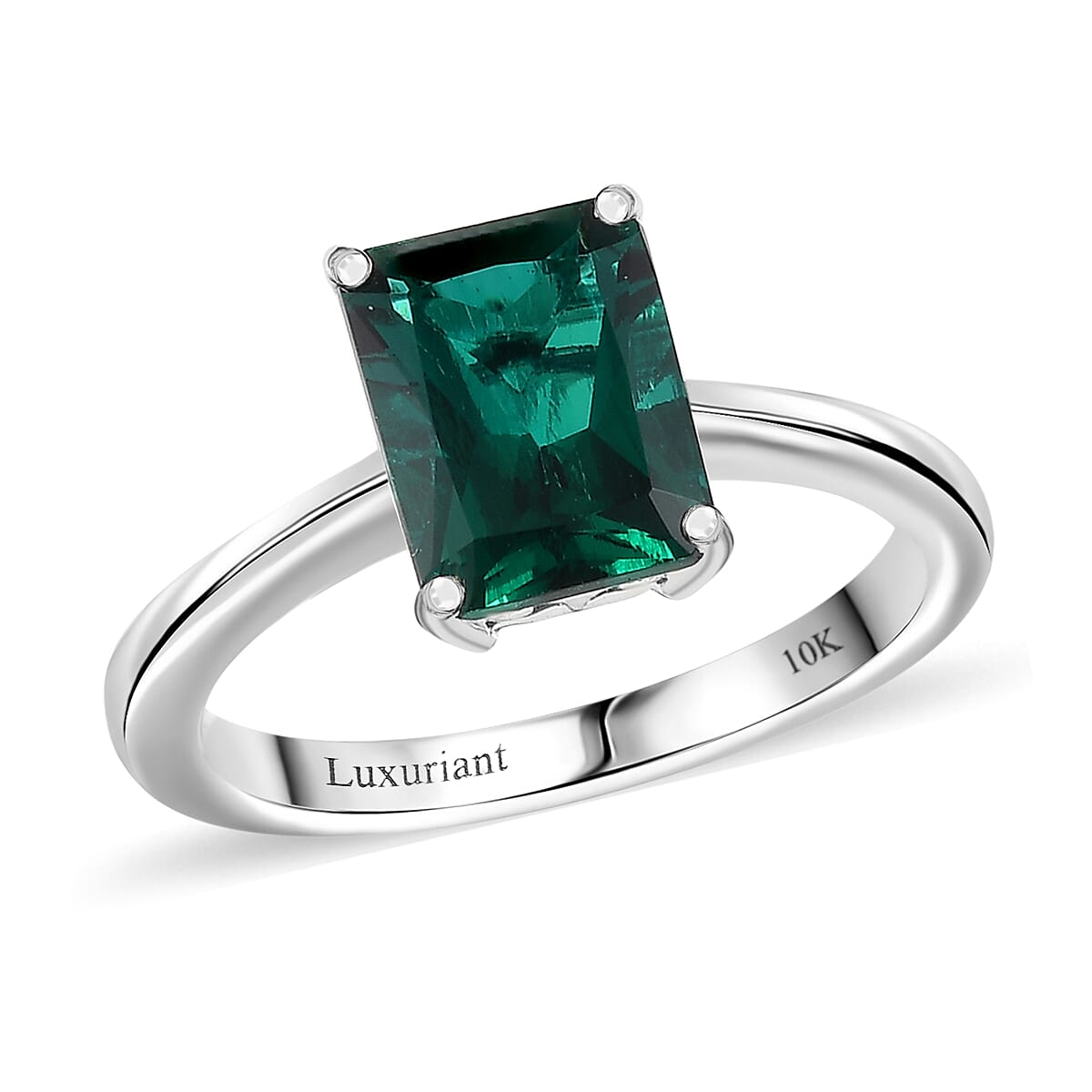 shop lc AAA Luxuriant Lab Grown Emerald 2.17 ctw Solitaire Ring in 10K White Gold