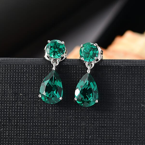 Shop Lc AAA Luxuriant Lab Grown Emerald 3.06 Ctw Earrings In 10K White Gold