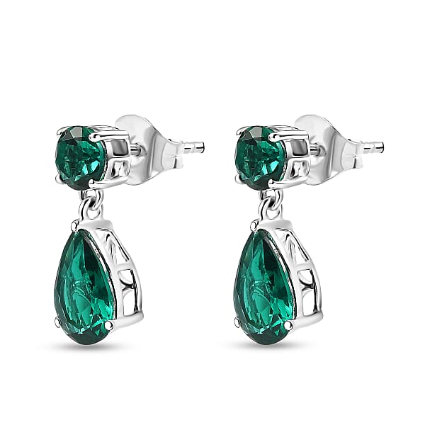 Shop Lc AAA Luxuriant Lab Grown Emerald 3.06 Ctw Earrings In 10K White Gold