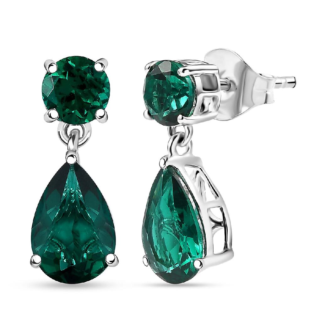 shop lc AAA Luxuriant Lab Grown Emerald 3.06 ctw Earrings in 10K White Gold