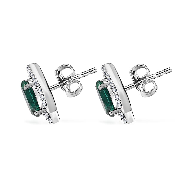 Shop Lc AAA Luxuriant Lab Grown Emerald And G-H SI Lab Grown Diamond 2.26 Ctw Earrings In 10K White Gold