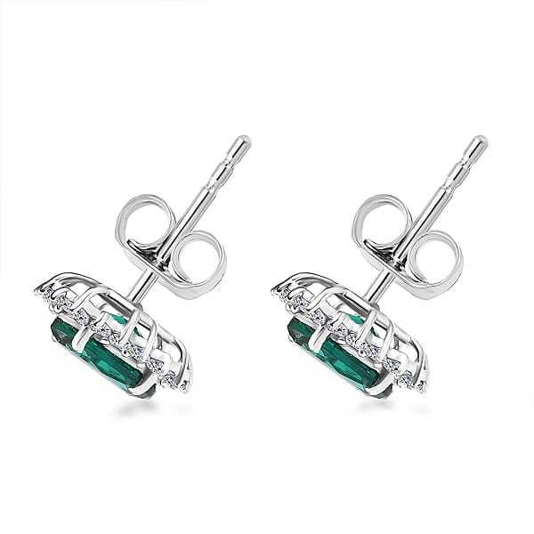 Shop Lc AAA Luxuriant Lab Grown Emerald And G-H SI Lab Grown Diamond 2.11 Ctw Earrings In 10K White Gold
