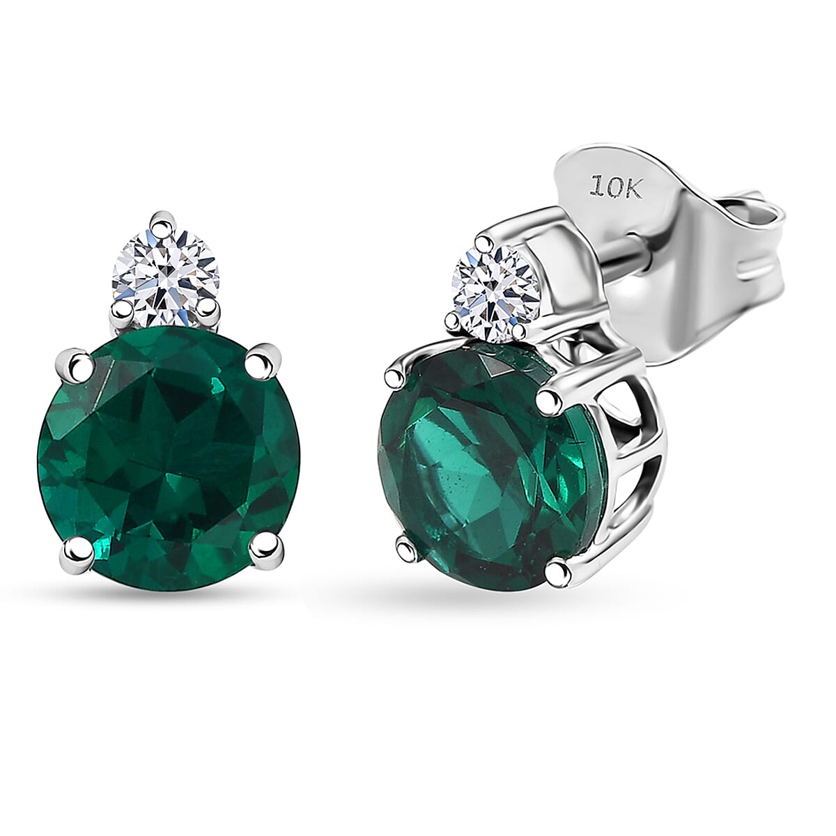 shop lc AAA Luxuriant Lab Grown Emerald and G-H SI Lab Grown Diamond 2.01 ctw Earrings in 10K White Gold