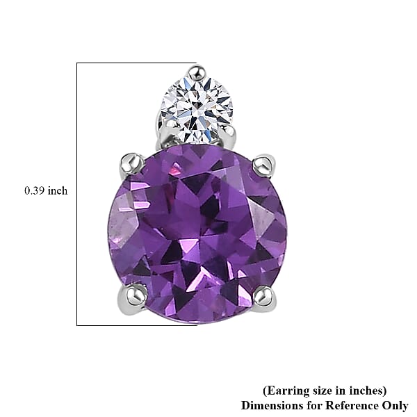 Shop Lc AAA Luxuriant Lab Grown Purple Sapphire And G-H SI Lab Grown Diamond 3.02 Ctw Earrings In 10K White Gold