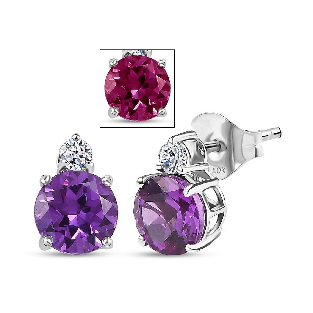 shop lc AAA Luxuriant Lab Grown Purple Sapphire and G-H SI Lab Grown Diamond 3.02 ctw Earrings in 10K White Gold