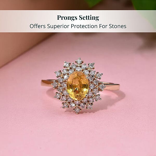 Shop Lc AAA Madagascar Yellow Sapphire And Luxuriant Lab Grown Diamond (SI) 2.15 Ctw Snowflake Ring In 10K Yellow Gold