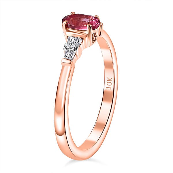 Shop Lc AAA Mahenge Spinel And G-H I2 Diamond 0.60 Ctw Modern Glamour Ring In 10K Rose Gold