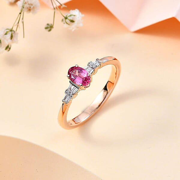 Shop Lc AAA Mahenge Spinel And G-H I2 Diamond 0.60 Ctw Modern Glamour Ring In 10K Rose Gold