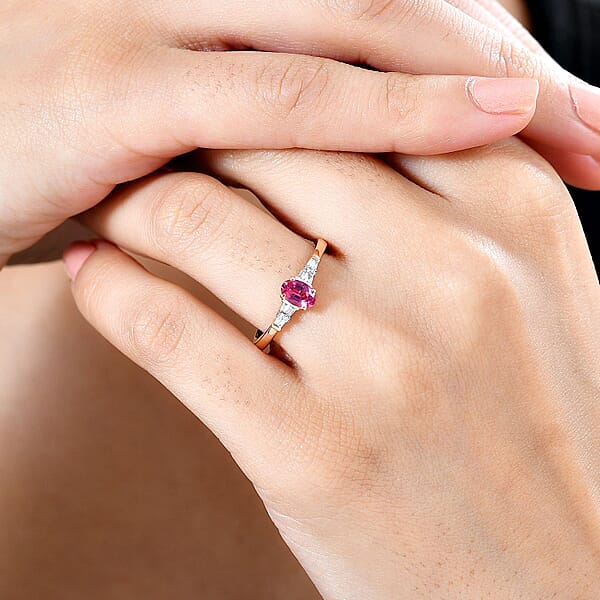 Shop Lc AAA Mahenge Spinel And G-H I2 Diamond 0.60 Ctw Modern Glamour Ring In 10K Rose Gold