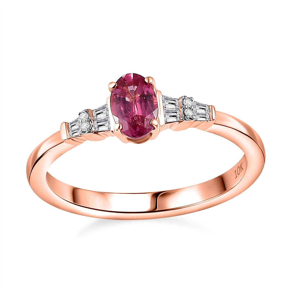 shop lc AAA Mahenge Spinel and G-H I2 Diamond 0.60 ctw Modern Glamour Ring in 10K Rose Gold