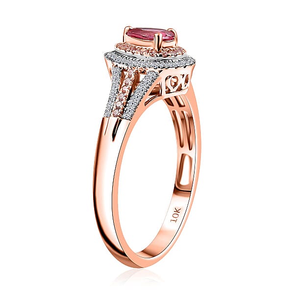 Shop Lc AAA Mahenge Spinel Luxuriant Lab Grown Pink And White Diamond VS 0.85 Ctw Majestic Blush Ring In 10K Rose Gold