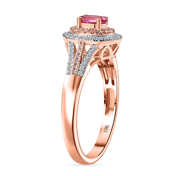 Shop Lc AAA Mahenge Spinel VS Luxuriant Lab Grown Pink And White Diamond 0.90 Ctw Majestic Blush Ring In 10K Rose Gold