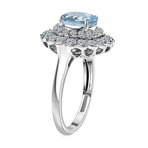 Shop Lc AAA Mangoro Aquamarine Lab Grown Diamond Ring In 10K White Gold 2.90 Ctw