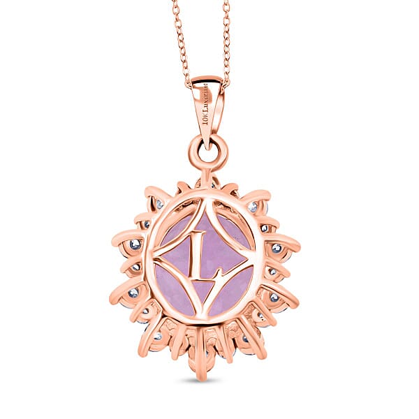 Shop Lc AAA Martha Rocha Kunzite And Luxuriant Lab Grown G-H SI 6.75 Ctw Blush & Bloom Pendant Necklace In 10K Rose Gold 18 Inches
