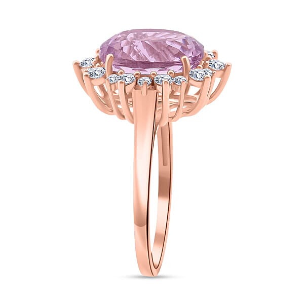 Shop Lc AAA Martha Rocha Kunzite And Luxuriant Lab Grown G-H SI 6.75 Ctw Blush & Bloom Ring In 10K Rose Gold