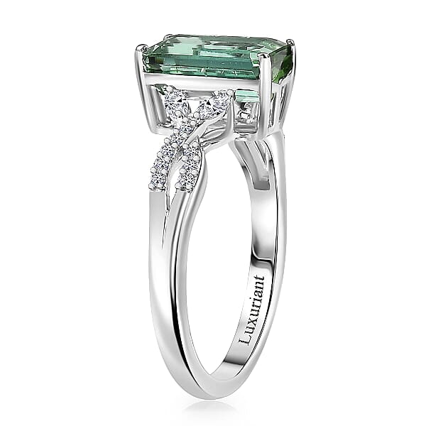 Shop Lc AAA Mint Tourmaline And Luxuriant Lab Grown Diamond E-F VS 2.65 Ctw Ring In 10K White Gold
