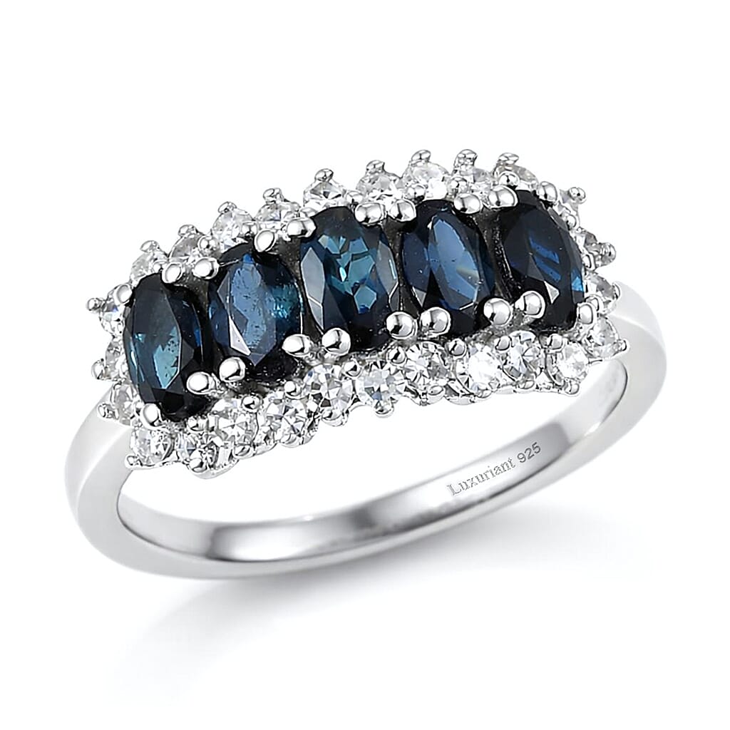 shop lc AAA Monte Belo Indicolite and Luxuriant Lab Grown Diamond G-H SI 1.50 ctw Starburst Elegance Ring in Rhodium Over Sterling Silver