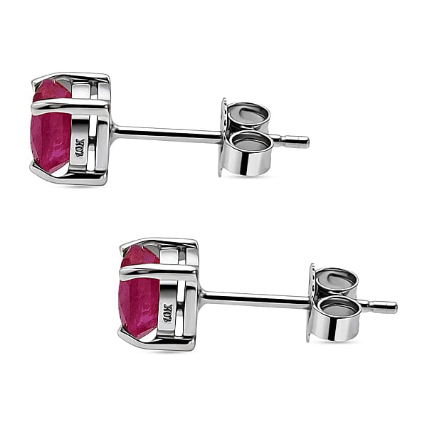 Shop Lc AAA Montepuez Ruby Solitaire Stud Earrings In 10K White Gold 1.30 Ctw
