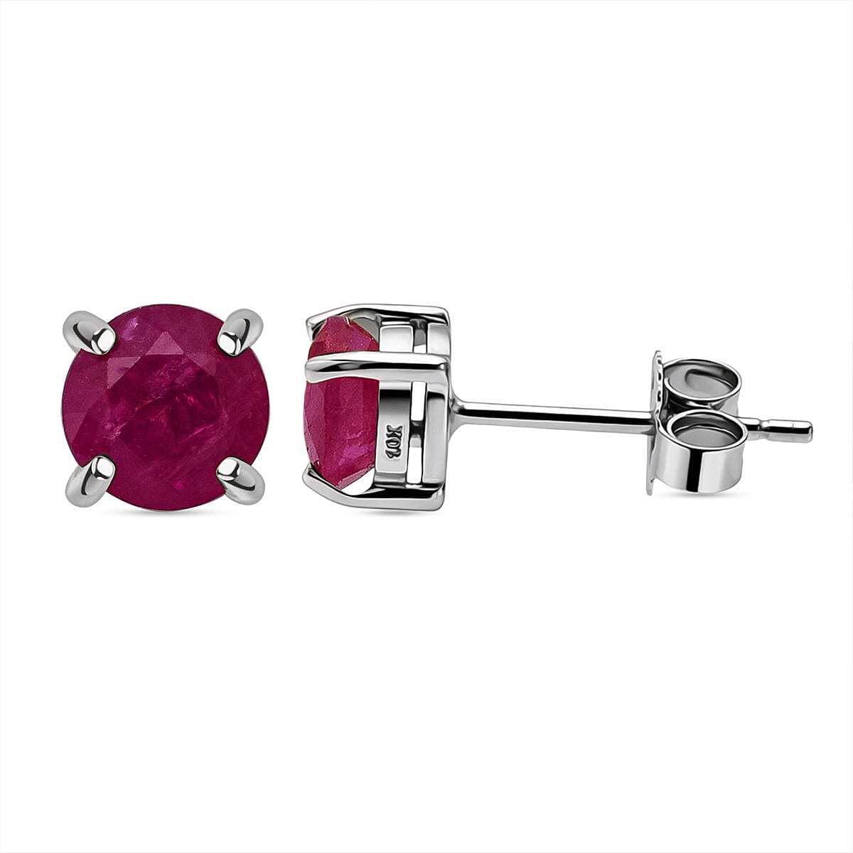 shop lc AAA Montepuez Ruby Solitaire Stud Earrings in 10K White Gold 1.30 ctw