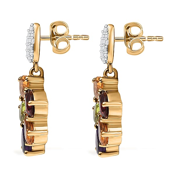Shop Lc AAA Multi Gemstone 4.15 Ctw Earrings In 14K Yellow Gold