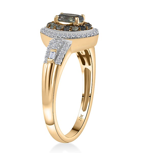 Shop Lc AAA Narsipatnam Alexandrite And Luxuriant Lab Grown Diamond E-F VS 1.05 Ctw Majestic Mirage Ring In 10K Yellow Gold