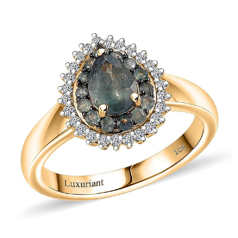 shop lc AAA Narsipatnam Alexandrite and Luxuriant Lab Grown Diamond E-F VS 1.05 ctw Majestic Mirage Ring in 10K Yellow Gold