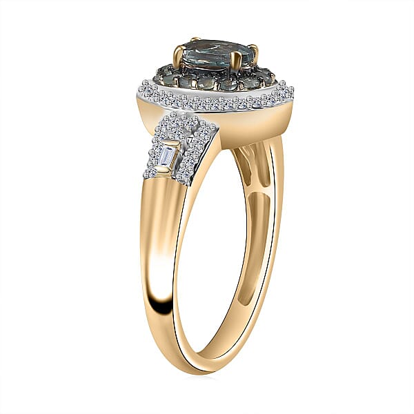Shop Lc AAA Narsipatnam Alexandrite And Luxuriant Lab Grown Diamond E-F VS 1.05 Ctw Majestic Mirage Ring In 10K Yellow Gold