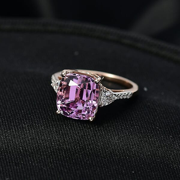 Shop Lc AAA Patroke Kunzite Lab Grown Diamond (E-F VS) Ring In 10K Rose Gold 7.25 Ctw