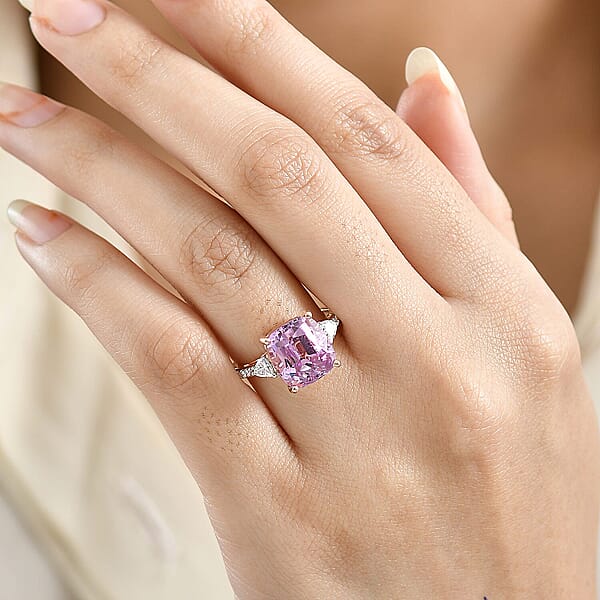 Shop Lc AAA Patroke Kunzite Lab Grown Diamond (E-F VS) Ring In 10K Rose Gold 7.25 Ctw