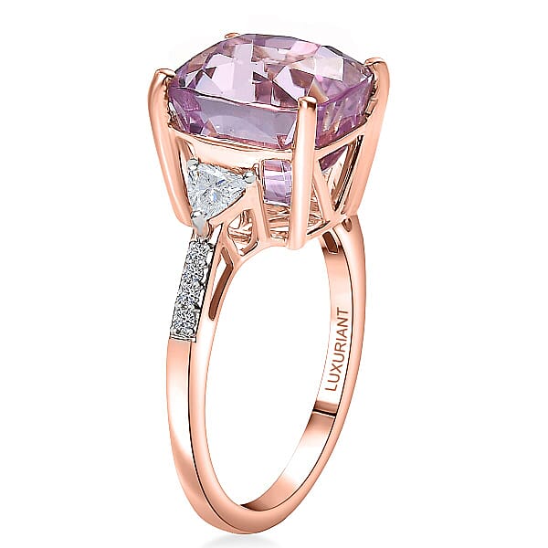 Shop Lc AAA Patroke Kunzite Lab Grown Diamond (E-F VS) Ring In 10K Rose Gold 7.25 Ctw