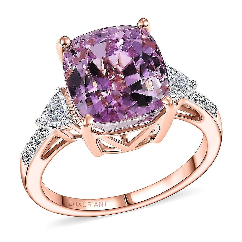 shop lc AAA Patroke Kunzite Lab Grown Diamond (E-F VS) Ring in 10K Rose Gold 7.25 ctw