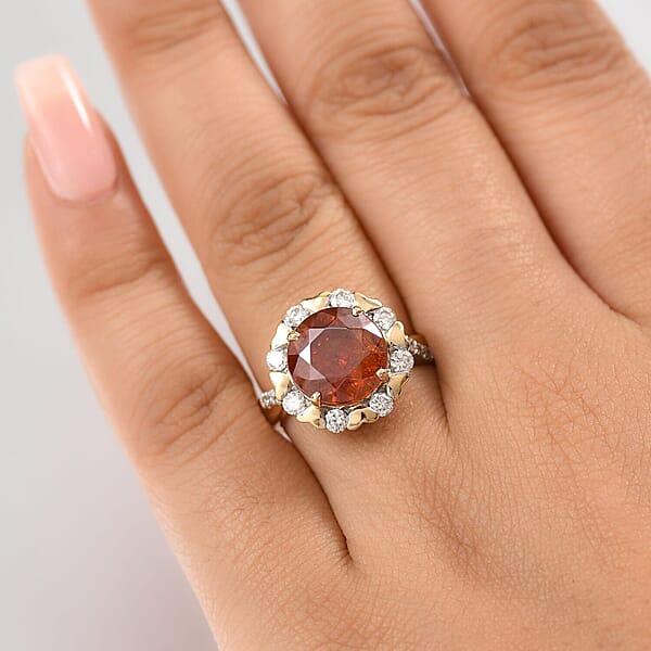 Shop Lc AAA Picos Altos Sphalerite And G-H SI Luxuriant Lab Grown Diamond 7.59 Ctw Ring In 10K Yellow Gold