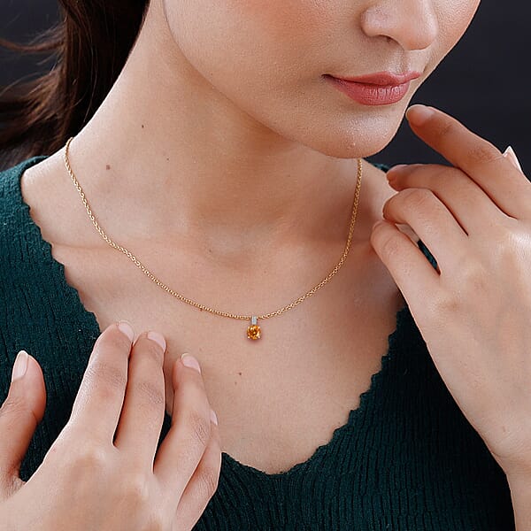 Shop Lc AAA Picos Altos Sphalerite And G-H SI Luxuriant Lab Grown Diamond 7.08 Ctw Pendant Necklace In 10K Yellow Gold 20 Inches