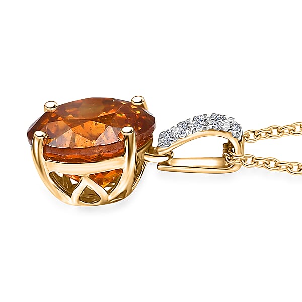 Shop Lc AAA Picos Altos Sphalerite And G-H SI Luxuriant Lab Grown Diamond 7.08 Ctw Pendant Necklace In 10K Yellow Gold 20 Inches