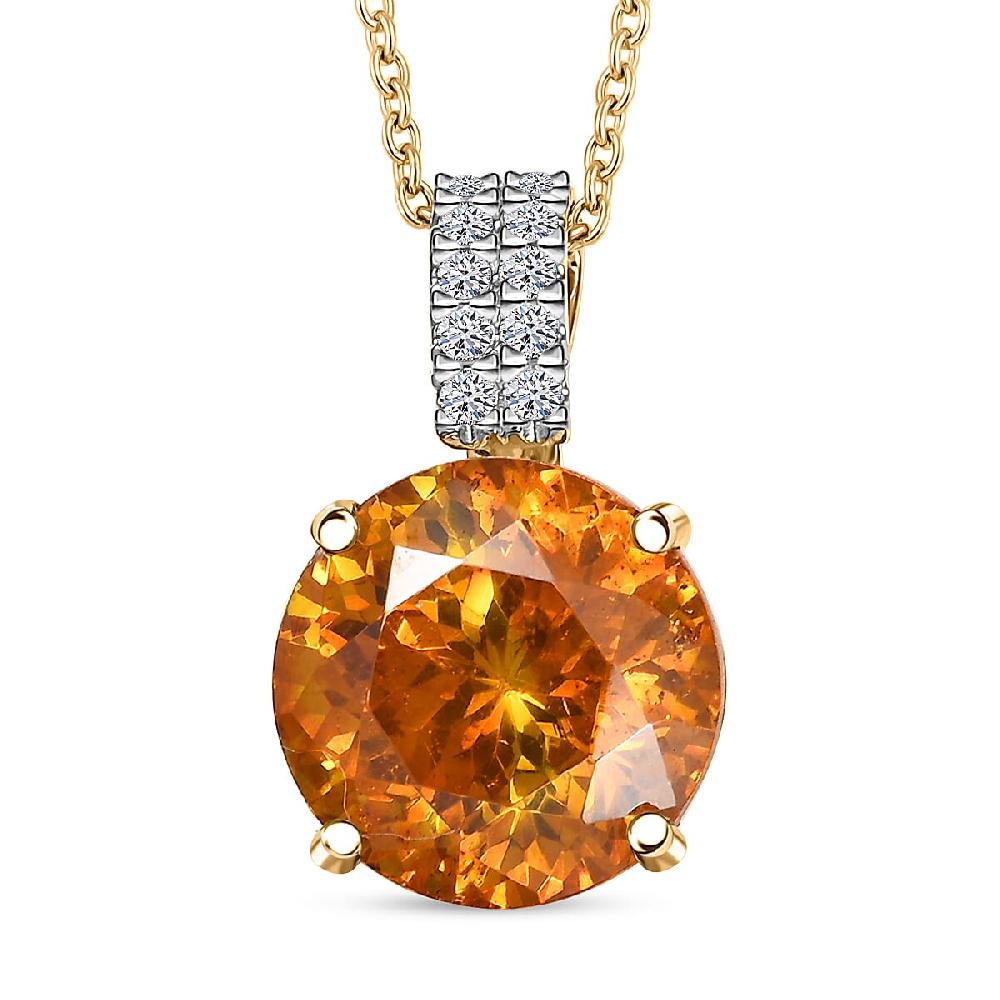 shop lc AAA Picos Altos Sphalerite and G-H SI Luxuriant Lab Grown Diamond 7.08 ctw Pendant Necklace in 10K Yellow Gold 20 Inches