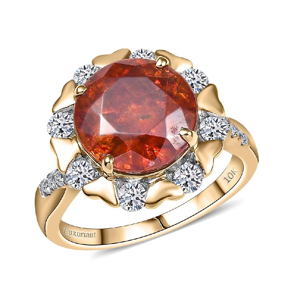 shop lc AAA Picos Altos Sphalerite Lab Grown Diamond Ring in 10K Yellow Gold 7.59 ctw