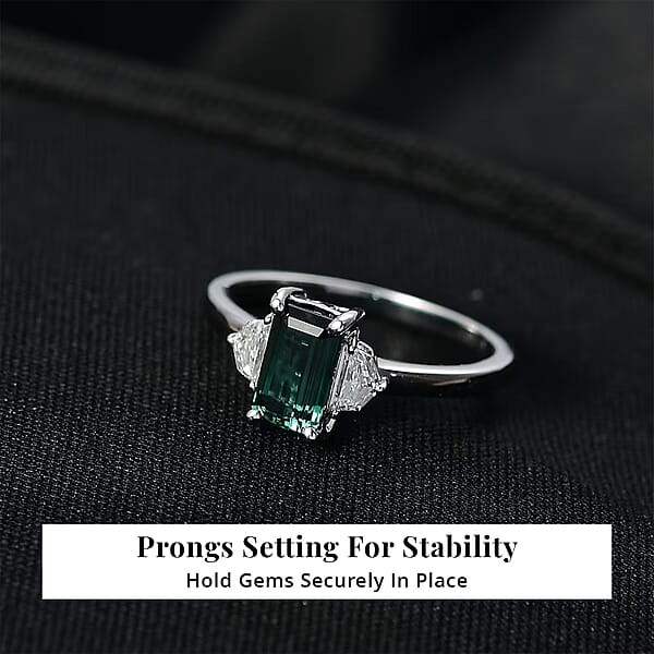 Shop Lc AAA Pirineu Lagoon Tourmaline Lab Grown Diamond Ring In 10K White Gold 2.10 Ctw