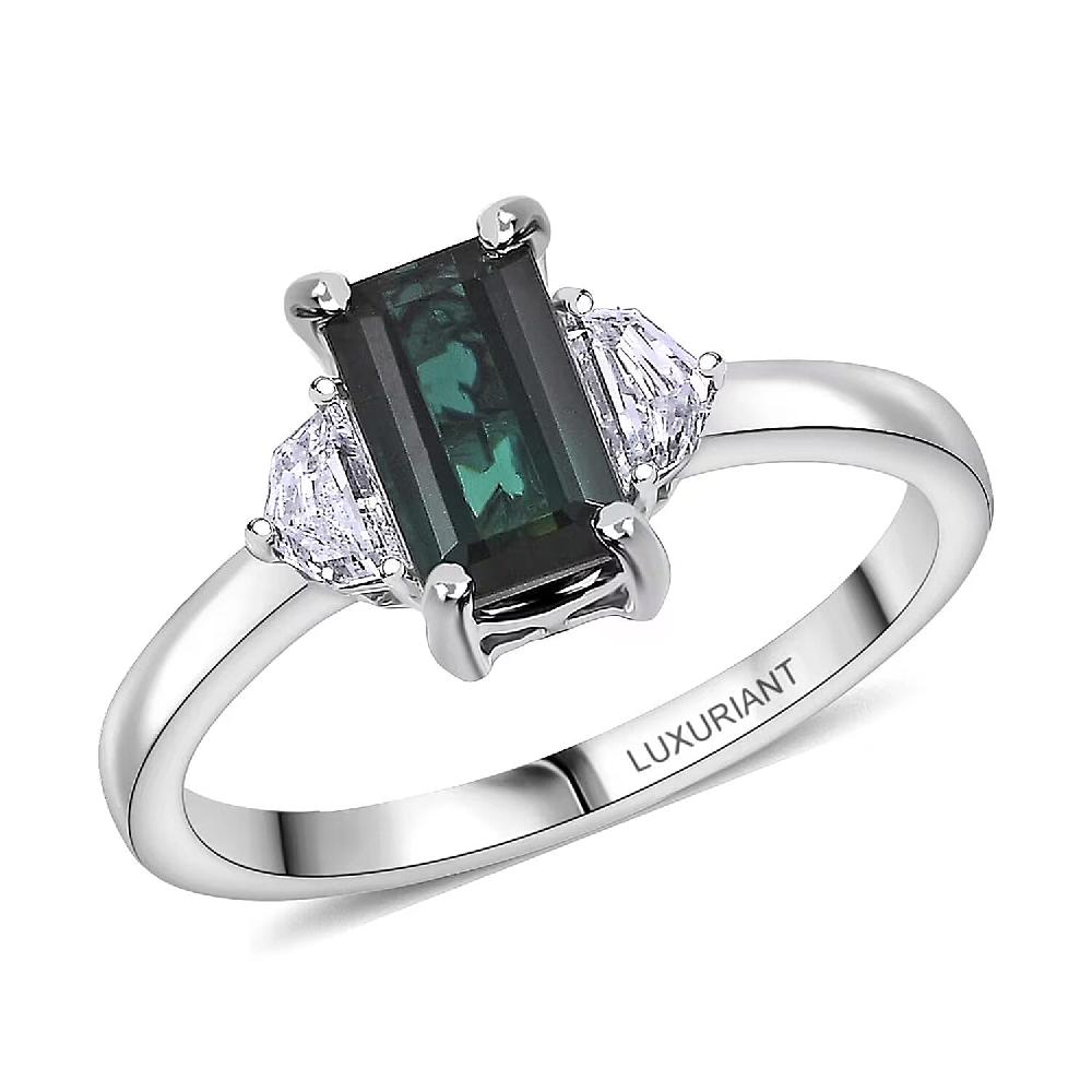 shop lc AAA Pirineu Lagoon Tourmaline Lab Grown Diamond Ring in 10K White Gold 2.10 ctw