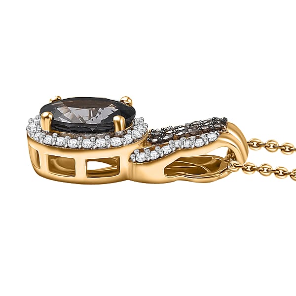 Shop Lc AAA Platinum Spinel Natural Champagne And White Diamond 1.70 Ctw Pendant Necklace In 18K Vermeil Yellow Gold Over Sterling Silver 20 Inches